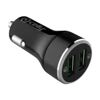 Bilde av Celly ProPower CC2USBQC30BK - Bilstrømadapter - 36 watt - QC 3.0 - 2 utgangskontakter (2 x USB) - svart Tele & GPS - Batteri & Ladere - Billader