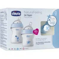Bilde av Chicco CHICCO_SET NaturalFeeling tåteflaske 150ml 0m+ + flaske 250ml 2m+ + PhysioForma Comfort smokk 0m+ Blå Barn & Bolig - Amming