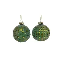 Bilde av Christmas_To Glass Ornaments. Green/Gold. 8 Cm. 4 Pcs Belysning - Annen belysning - Julebelysning