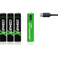 Bilde av Coast USB-C oppladbart batteri med ladekabel, AAA, 4 stk. Backuptype - Værktøj