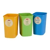 Bilde av Curver søppelbokssett Deco Flip Bin, uten lokk, 3x10 l, blå/grønn/gul Rengjøring - Avfaldshåndtering - Bøtter & tilbehør