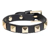 Bilde av DARK Leather Stud Bracelet Black With Gold Hjem & tilbehør - Smykker - Armbånd