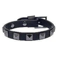 Bilde av DARK Leather Stud Bracelet Black With Gun Hjem & tilbehør - Smykker - Armbånd
