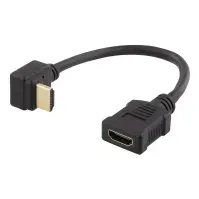 Bilde av DELTACO HDMI-21E - HDMI-adapter - HDMI hunn til HDMI hann vinklet nedover - 20 cm - svart PC tilbehør - Kabler og adaptere - Videokabler og adaptere