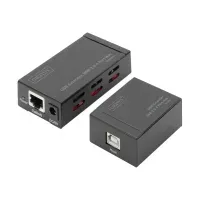 Bilde av DIGITUS DA-70143 - USB Extender & 2.0 USB Hub 4 Port - USB-utvider - USB 2.0 - over CAT 5/5e/6 - opp til 50 m PC tilbehør - Kabler og adaptere - Nettverkskabler