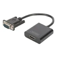 Bilde av DIGITUS DA-70473 - Video adapter - HD-15 (VGA) hann til HDMI hunn - 15 cm - svart - 1080p-støtte PC tilbehør - Kabler og adaptere - Adaptere