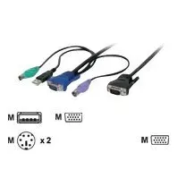 Bilde av DIGITUS - Tastatur / video / musekabel (KVM) - USB, PS/2, HD-15 (VGA) (hann) til HD-15 (VGA) (hann) - 5 m - svart PC tilbehør - Ladere og batterier - Bærbar strømforsyning
