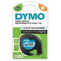Bilde av DYMO - LetraTag® Tape Plastic 12mm x 4m black on clear (S0721530) - Kontor og skoleutstyr