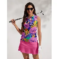 Bilde av Dame POLO T-skjorte Lilla Ermeløs Topper Dame golfantrekk Klær Antrekk Bruk klær