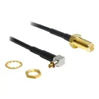 Bilde av DeLOCK Adapter MC-Card Plug 90° > RP-SMA Jack - Antenneadapter - RP-SMA (hun) til MC-Card stik (han) - 10 cm - sort PC tilbehør - Kabler og adaptere - Datakabler