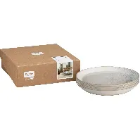 Bilde av Denby Kiln tallerken, medium, 4-pakning, hvit og grå Plate