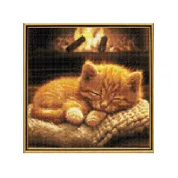 Bilde av Diamond Painting Sovene Katt Strikking, pynt, garn og strikkeoppskrifter
