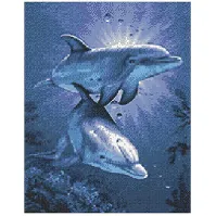Bilde av Diamond painting Delfiner Strikking, pynt, garn og strikkeoppskrifter