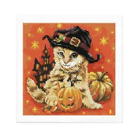 Bilde av Diamond painting Halloween katt Strikking, pynt, garn og strikkeoppskrifter