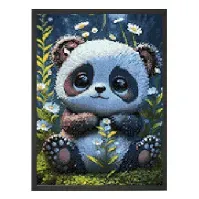 Bilde av Diamond painting Panda Strikking, pynt, garn og strikkeoppskrifter