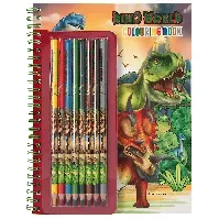 Bilde av Dino World - Colouring Book With Coloured Pencils (0411385) - Leker