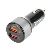 Bilde av Ednet - Bilstrømadapter - QC 3.0 - 2 utgangskontakter (USB) - svart Tele & GPS - Batteri & Ladere - Billader