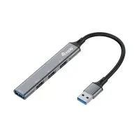 Bilde av Equip 128960, USB 3.2 Gen 1 (3.1 Gen 1) Type-A, USB 2.0, USB 3.2 Gen 1 (3.1 Gen 1) Type-A, 5000 Mbit/s, Sort, Grå, Aluminium, 0,15 m PC tilbehør - Kabler og adaptere - USB Huber