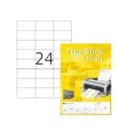 Bilde av Etiketter TopStick 70x37 mm hvid - (100 ark x 24 stk.) Papir & Emballasje - Etiketter - Laseretiketter