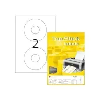 Bilde av Etiketter TopStick CD/DVD Ø117 mm hvid - (100 ark x 2 stk.) Papir & Emballasje - Etiketter - Laseretiketter