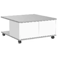 Bilde av FMD Mobilt salongbord 70x70x35,5 cm betong og blank hvit - Møbler > Bord > Stuebord > Salongbord
