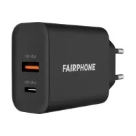 Bilde av Fairphone - Strømadapter - 30 watt - 2 utgangskontakter (USB, 24 pin USB-C) - svart - Europa Tele & GPS - Batteri & Ladere - Ladere