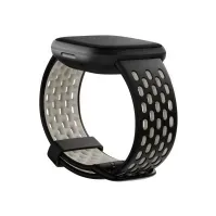 Bilde av Fitbit Sport Band - Klokkestropp for smart armbåndsur - Stor størrelse - svart, månehvit - for Fitbit Sense, Versa 3 Helse - Pulsmåler - Tilbehør