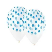 Bilde av GMR-ballonger, gjennomsiktig blå, prikker - 30 cm - 5 stk universal Skole og hobby - Festeutsmykking - Ballonger