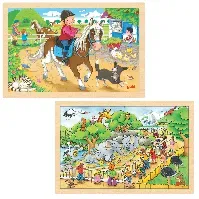 Bilde av GOKI - Pony farm&Visit at the zoo, Puzzle - 2 x 24 pieces (1240272/1240280) - Leker