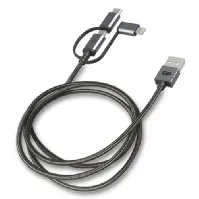 Bilde av GP BATTERIES .GP 3-in-1 USB-kabel, USB-C + Micro-USB + Lightning, 1m grå Ladere og kabler,Kablar,Data,Ladere &amp; kabler