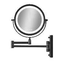 Bilde av Gillian Jones - Double-Sided Wall Mirror w. LED Light&x10 Magnification - Black - Skjønnhet