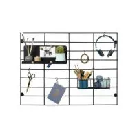 Bilde av Gitter organizertavle i sort metal 80x 60 cm - inkl. 1 stk. hylde, 1 stk. kurv og 4 S-kroge interiørdesign - Tavler og skjermer - Oppslagstavler