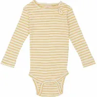 Bilde av Gul Stripete Petit Piao Modal LS Body - Babyklær
