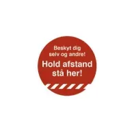 Bilde av Gulvskilt Hold afstand - stå her rød gulvfolie Ø33cm - TEMP005 Klær og beskyttelse - Sikkerhetsutsyr - Skilter & Sikekrhetsmerking