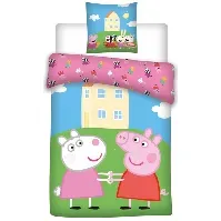 Bilde av Gurli gris sengetøy - 100x140 cm - Gurli gris og frida sau - 2 i 1 design - 100% bomull Innredning , Barnerommet , Junior sengetøy 100x140 cm