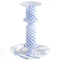 Bilde av HAY Flare Stripe Milk lysestake, medium, blå Lysestake