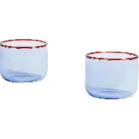 Bilde av HAY Tint glass, 2 stk, lyseblått med rød kant Glass