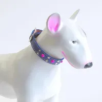 Bilde av Halsbånd hund | Perlehalsbånd rosa stener og nagler Hund