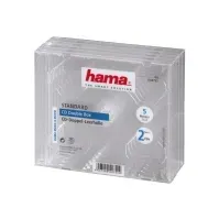 Bilde av Hama CD Double Jewel Case, Pack 5, 2 disker, Gjennomsiktig PC-Komponenter - Harddisk og lagring - Medie oppbevaring