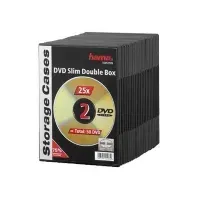 Bilde av Hama DVD Slim Double-Box - Lagrings-DVD smal jewel case - kapasitet: 2 DVD - svart (en pakke 25) PC-Komponenter - Harddisk og lagring - Medie oppbevaring