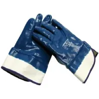 Bilde av Handske fortuna blue str. 10 - Basishandske bomuld syet med manchet - nitril-belægning Klær og beskyttelse - Hansker - Arbeidshansker