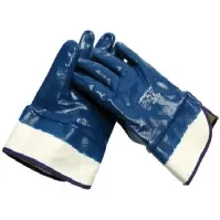 Bilde av Handske fortuna blue str. 11 - Basishandske bomuld syet med manchet - nitril-belægning Klær og beskyttelse - Hansker - Arbeidshansker