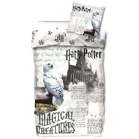 Bilde av Harry Potter sengetøy - 140x200 cm - Harry Potter sengesett - Hogwarts og uglen Hedwig - 2 i 1 design - 100% bomull Sengetøy , Barnesengetøy , Barne sengetøy 140x200 cm