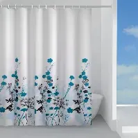 Bilde av Hefe dusjforheng, 180x200 cm, hvit/blå Baderom > Innredningen