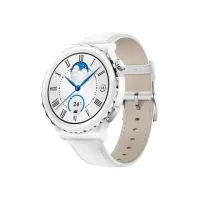 Bilde av Huawei Watch GT 3 Pro - 43 mm - hvit keramikk - smartklokke med stropp - lær - hvit - håndleddstørrelse: 130-190 mm - display 1.32 - Bluetooth - 50 g Sport & Trening - Pulsklokker og Smartklokker - Smartklokker