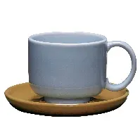 Bilde av Hübsch Amare kopp med fat, blå/brun Kopp med underkopp