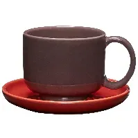Bilde av Hübsch Amare kopp med fat, burgunder/rød Kopp med underkopp
