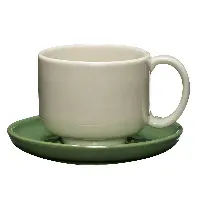 Bilde av Hübsch Amare kopp med fat, sand/grønn Kopp med underkopp