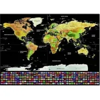 Bilde av Iso Trade World kart - skrapelodd med flagg + tilbehør Skole og hobby - Festeutsmykking - Innpakkningspapir