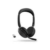 Bilde av Jabra Evolve2 65 Flex MS Stereo - Hodesett - on-ear - Bluetooth - trådløs - aktiv støydemping - USB-A - svart - med trådløs ladepute - Certified for Microsoft Teams TV, Lyd & Bilde - Hodetelefoner & Mikrofoner